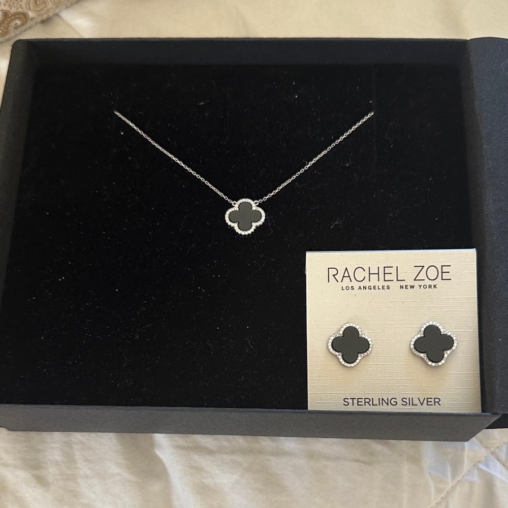Rachel Zoe Sterling Silver Clover Necklace Set